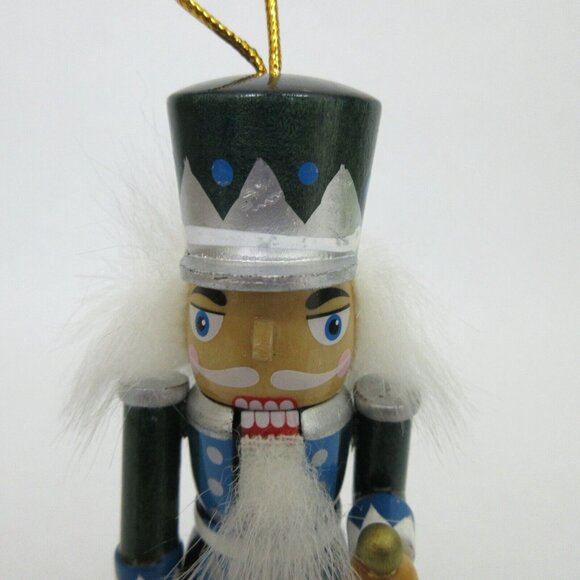 5” Wood Soldier and 3” Blown Glass Nutcracker Christmas Tree Ornaments Set of 2 - Picture 6 of 9